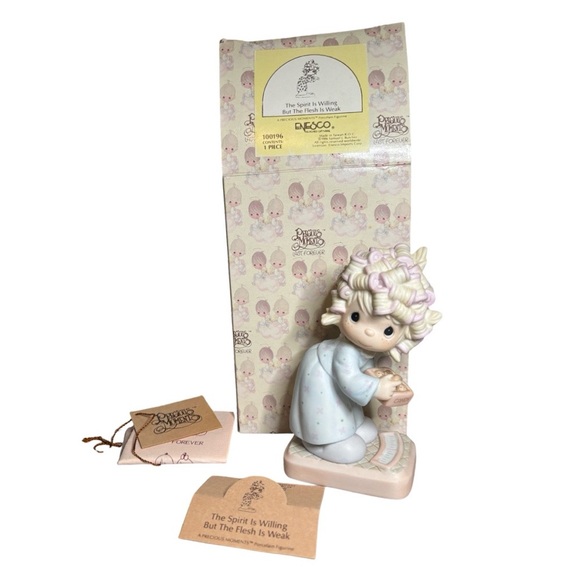 Precious Moments, 1986,The Spirit Is Willing but The Flesh is Weak, great cond. - Picture 7 of 7